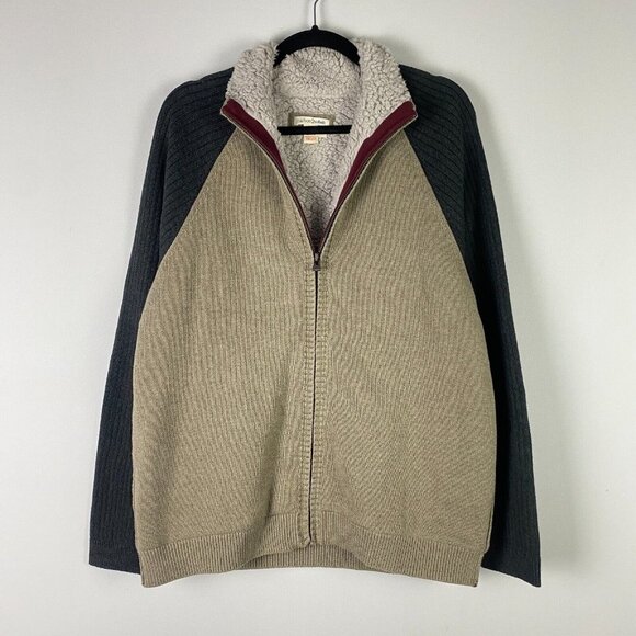 Carbon 2 Cobalt Sweater Mens Size M Full Zip Sherpa Lined Jacket Beige Gray - Picture 1 of 10